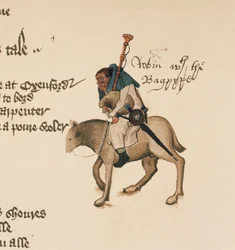 The Miller (detail) from The Canterbury Tales, by Geoffrey Chaucer, Ellesmere Manuscript, facsimile edition, 1911